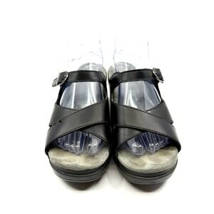 Dansko Women's Black Leather Buckle Strap Comfort Sandal Size US 9.5-10‎ EU 40